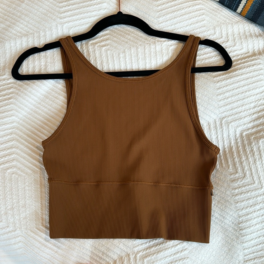 Lululemon Athletica brown align ribbed high neck reversible tank top size 6